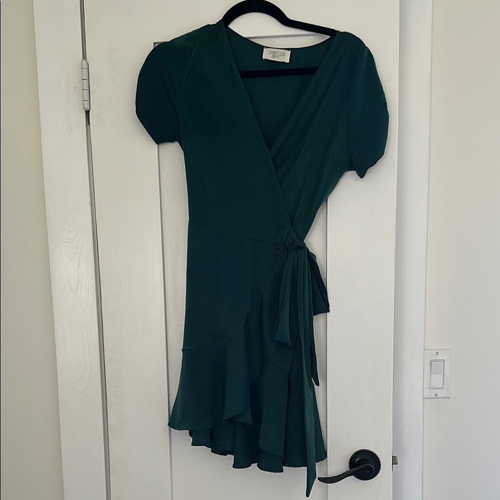 Elegant Green Wrap Dress